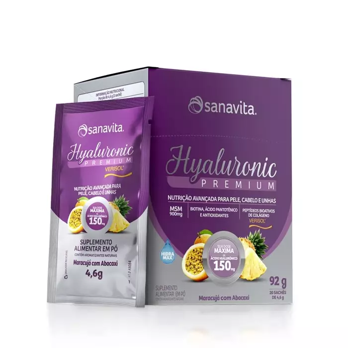 Hyaluronic Premium Verisol 150mg - Maracuja c/ Abacaxi 20 sachês