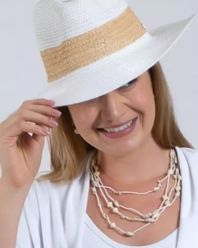 Chapéu Tenerife Branco/Palha - Sun Cover